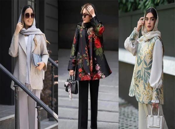 مدل مانتو با پارچه ژاکارد گلدار