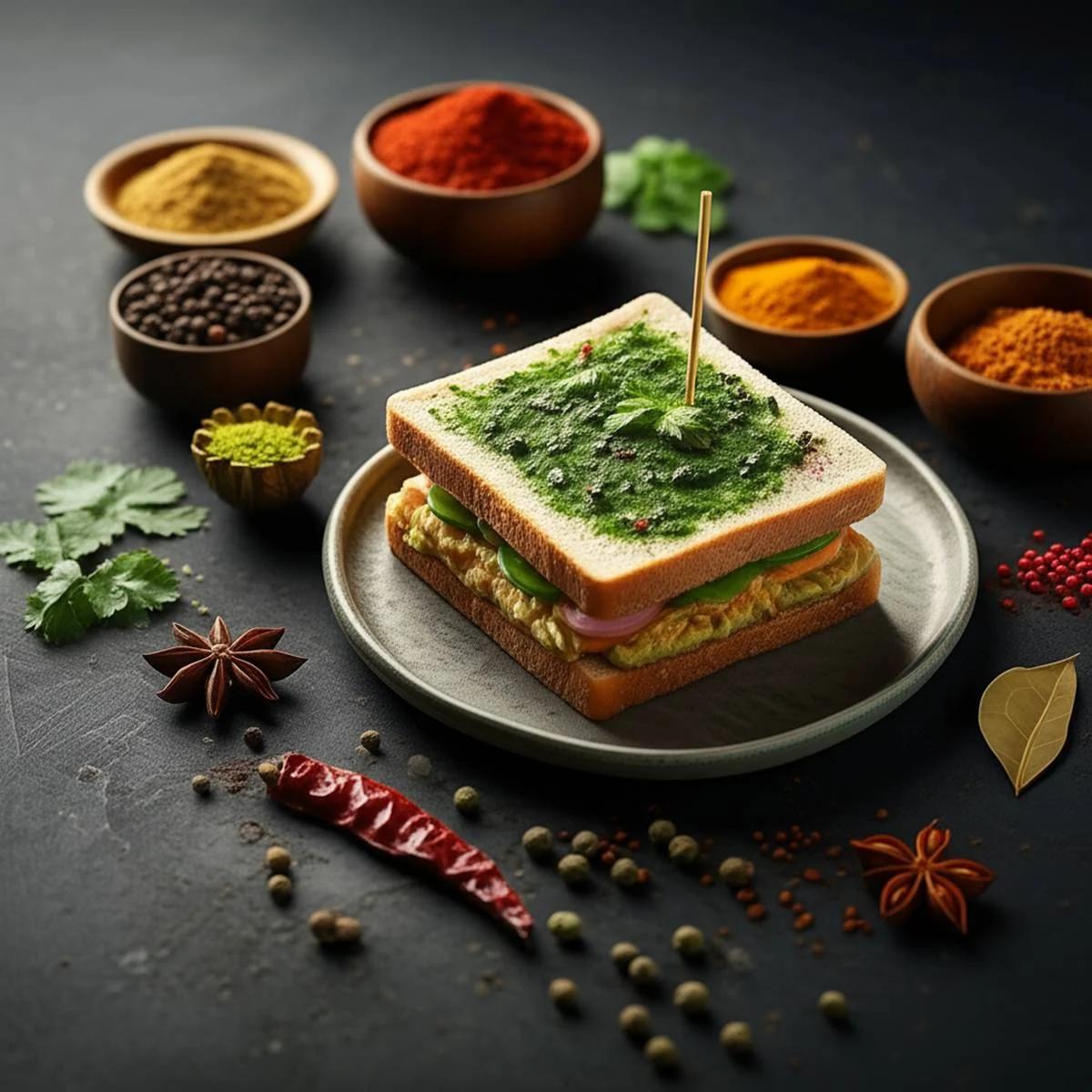 ۱ساندویچ چتنی، هند (Chutney Sandwich)