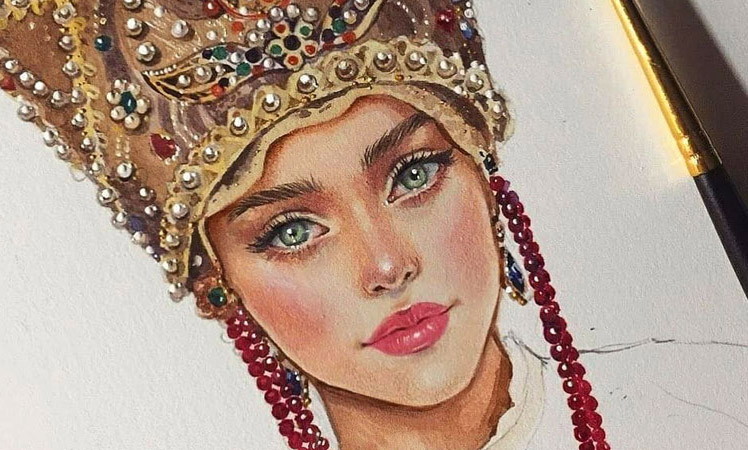 آموزش نقاشی چهره روی پارچه