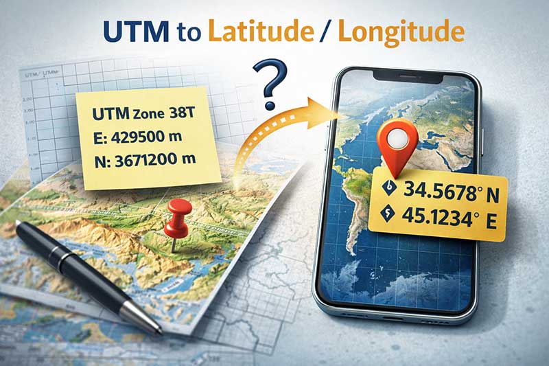 تبدیل سریع UTM به مختصات جغرافیایی